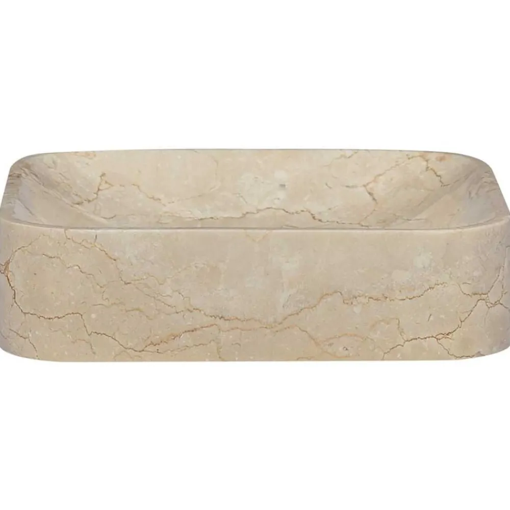 Plomberie-vidaXL Lavabo Crème 40x40x10 cm Marbre Crème