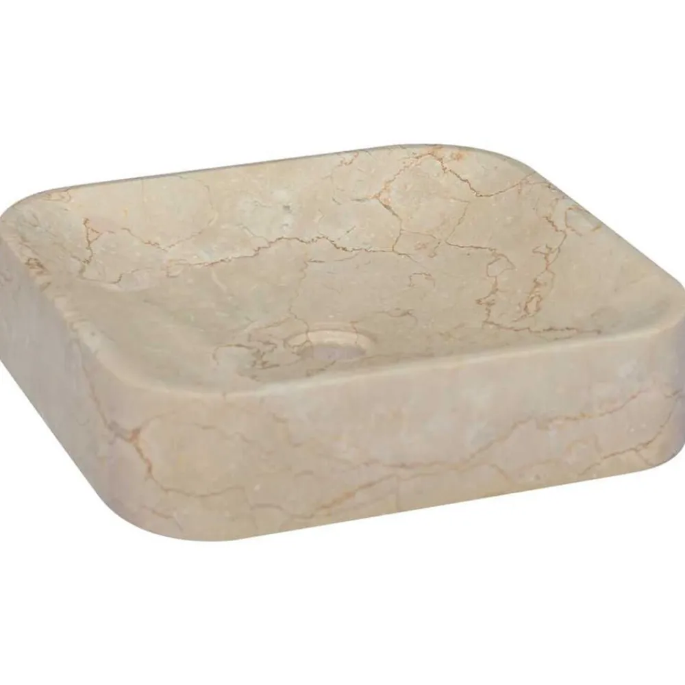 Plomberie-vidaXL Lavabo Crème 40x40x10 cm Marbre Crème