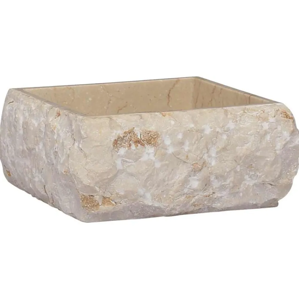 Plomberie-vidaXL Lavabo Crème 30x30x13 cm Marbre Crème