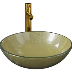 Plomberie-vidaXL Lavabo de bain avec robinet et drain à poussoir Verre trempé