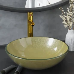 Plomberie-vidaXL Lavabo de bain avec robinet et drain à poussoir Verre trempé