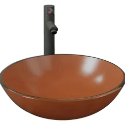 Plomberie-vidaXL Lavabo de bain avec robinet et drain à poussoir Verre trempé