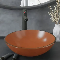 Plomberie-vidaXL Lavabo de bain avec robinet et drain à poussoir Verre trempé