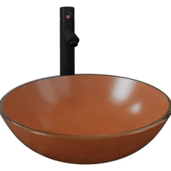 Plomberie-vidaXL Lavabo de bain avec robinet et drain à poussoir Verre trempé