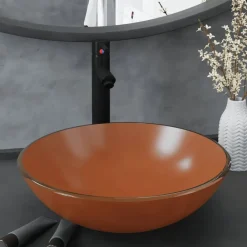 Plomberie-vidaXL Lavabo de bain avec robinet et drain à poussoir Verre trempé