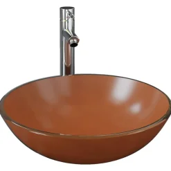 Plomberie-vidaXL Lavabo de bain avec robinet et drain à poussoir Verre trempé