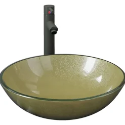 vidaXL Lavabo de bain avec robinet et drain à poussoir Verre trempé