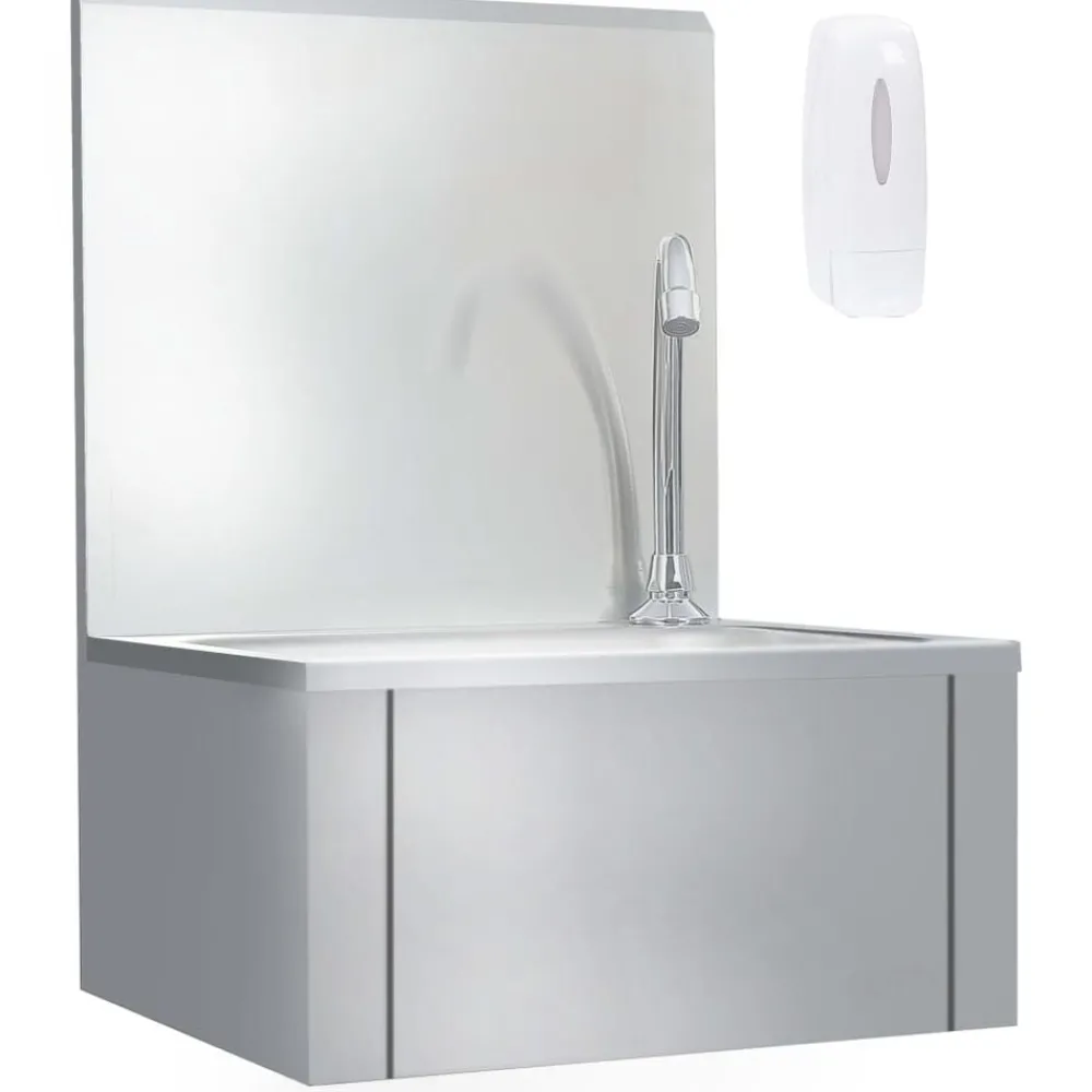 Plomberie-vidaXL Lavabo de lavage avec robinet et distributeur de savon Inox