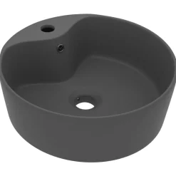 Plomberie-vidaXL Lavabo de luxe avec trop-plein 36x13cm Céramique gris foncé mat