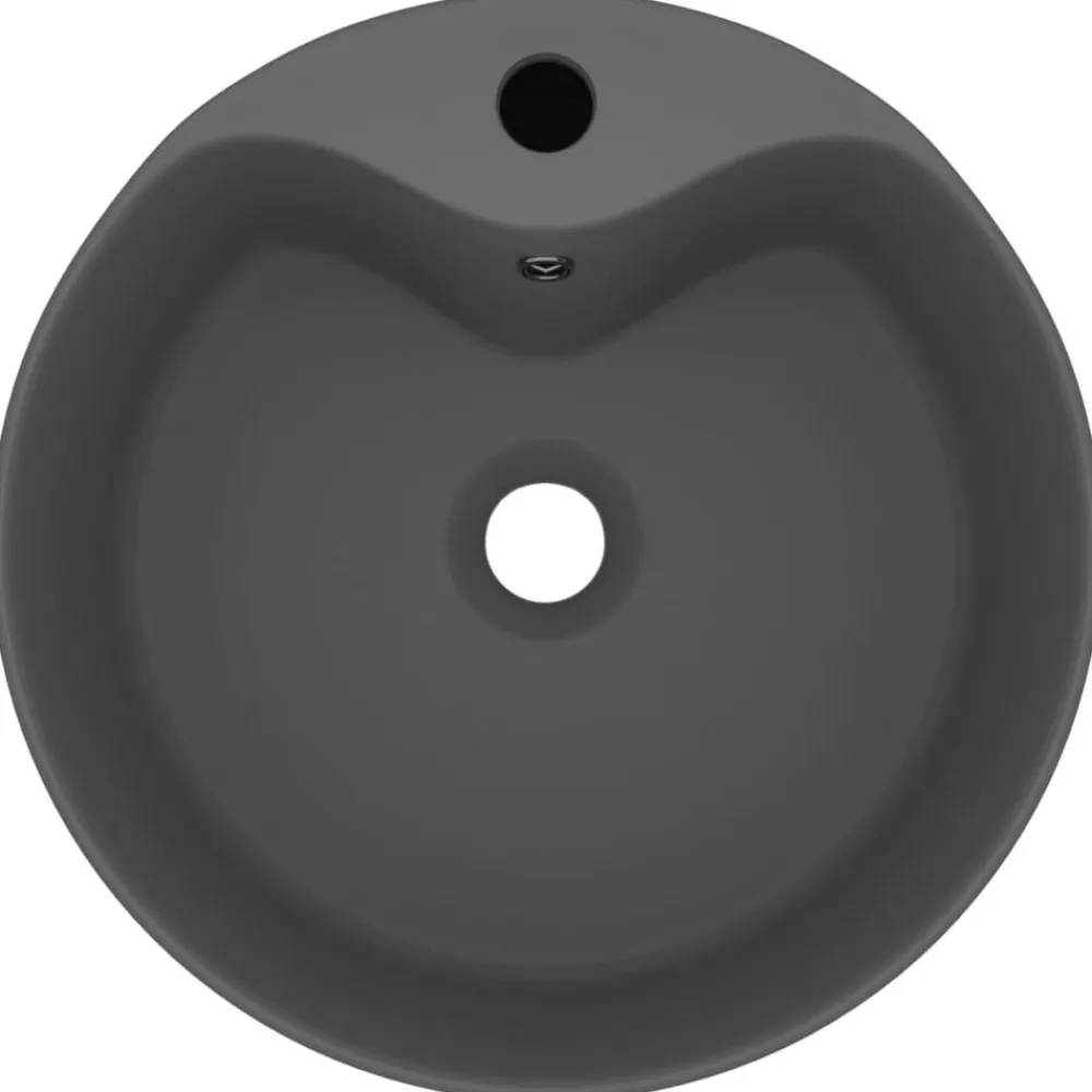 Plomberie-vidaXL Lavabo de luxe avec trop-plein 36x13cm Céramique gris foncé mat