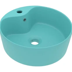 Plomberie-vidaXL Lavabo de luxe avec trop-plein 36x13cm Céramique vert clair mat