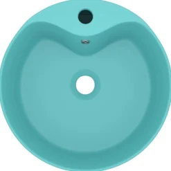 Plomberie-vidaXL Lavabo de luxe avec trop-plein 36x13cm Céramique vert clair mat