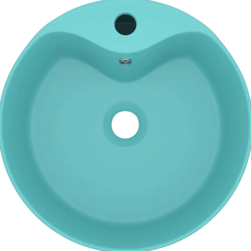 Plomberie-vidaXL Lavabo de luxe avec trop-plein 36x13cm Céramique vert clair mat