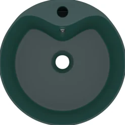 Plomberie-vidaXL Lavabo de luxe avec trop-plein 36x13cm Céramique vert foncé mat