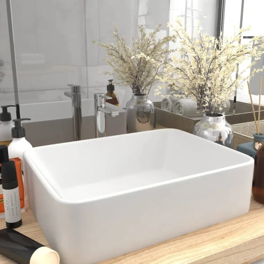 Plomberie-vidaXL Lavabo de luxe 41x30x12 cm Céramique blanc mat