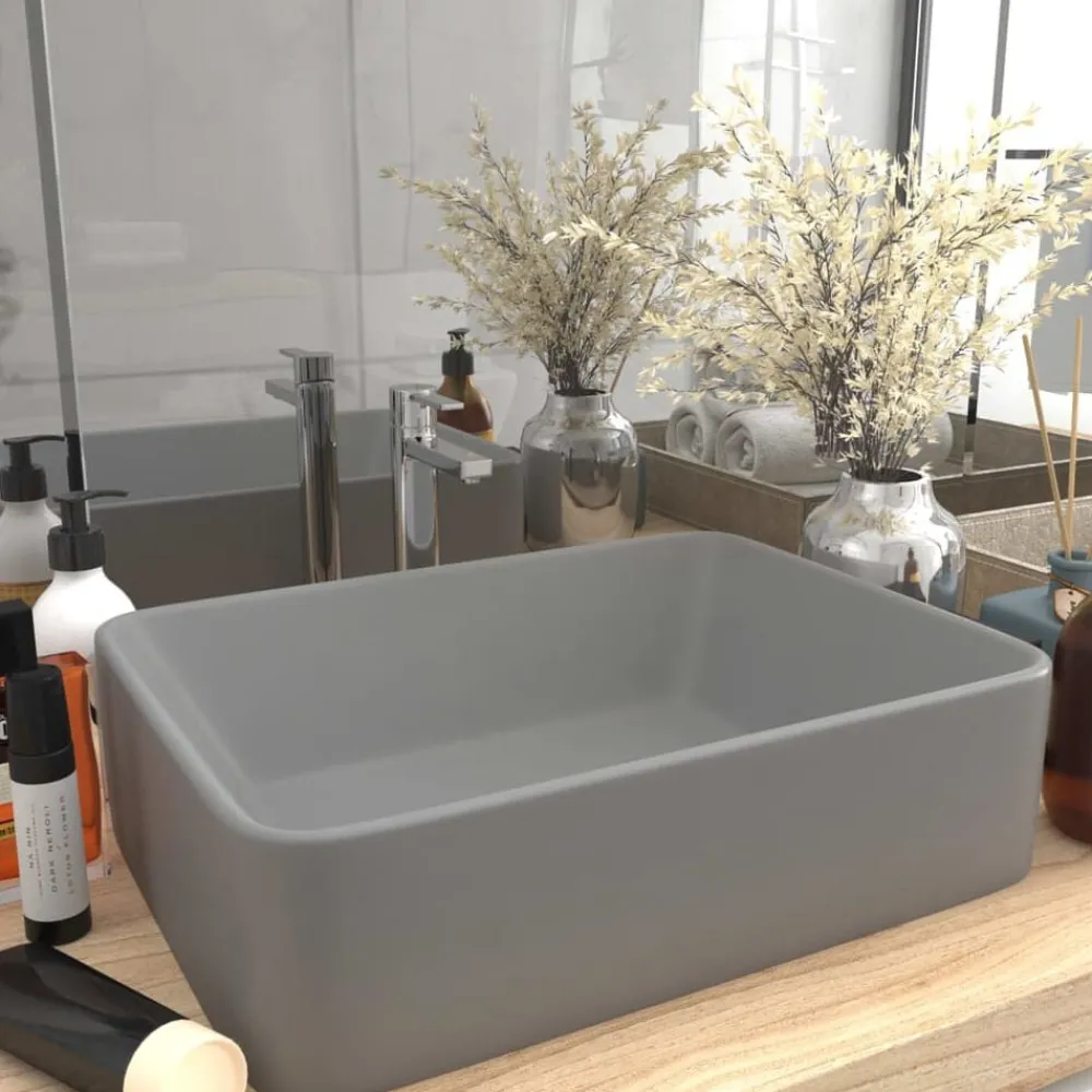 Plomberie-vidaXL Lavabo de luxe 41x30x12 cm Céramique gris clair mat