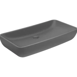 Plomberie-vidaXL Lavabo de luxe rectangulaire 71x38 cm Céramique gris foncé mat
