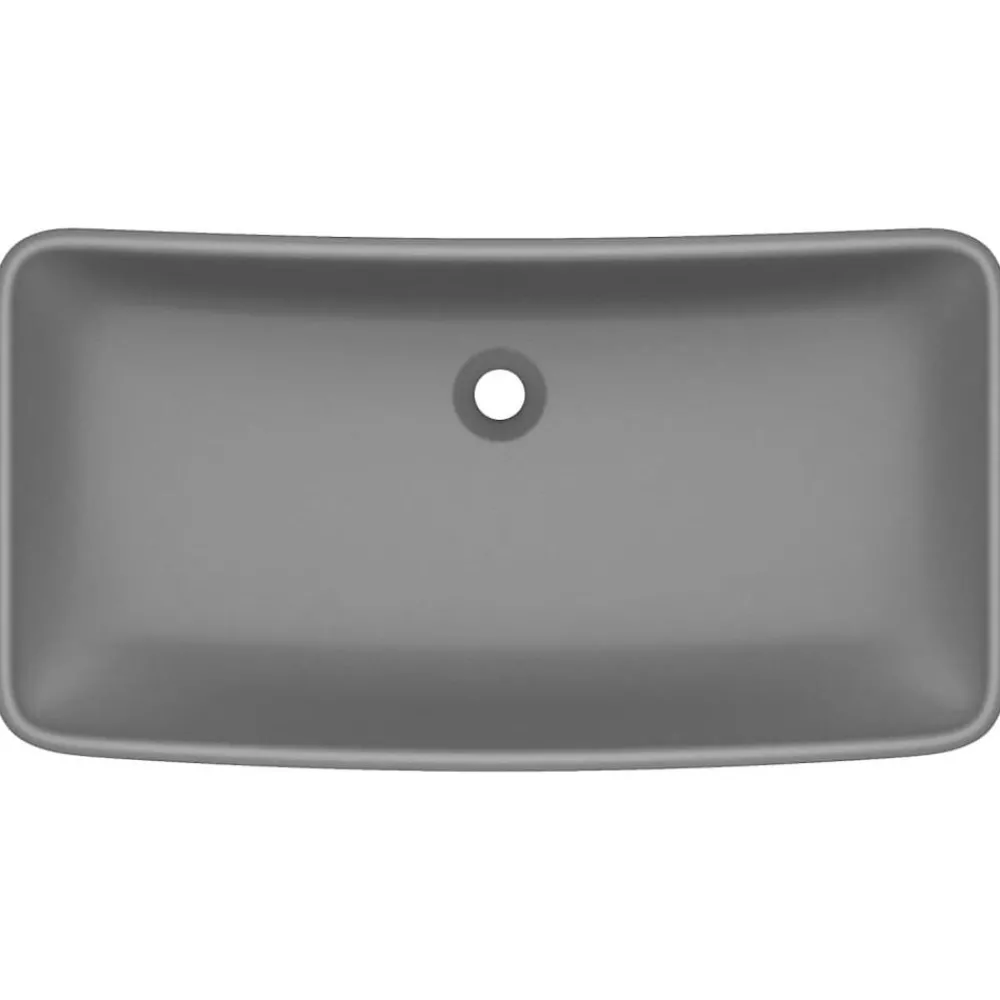 Plomberie-vidaXL Lavabo de luxe rectangulaire 71x38 cm Céramique gris foncé mat