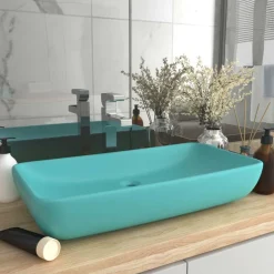 Plomberie-vidaXL Lavabo de luxe rectangulaire 71x38 cm Céramique vert clair mat