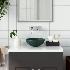 vidaXL Lavabo de salle de bain Céramique Rond