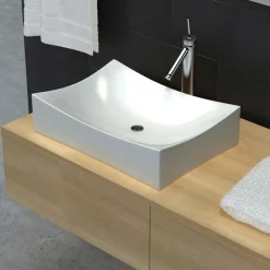 vidaXL Lavabo de salle de bain en céramique brillant