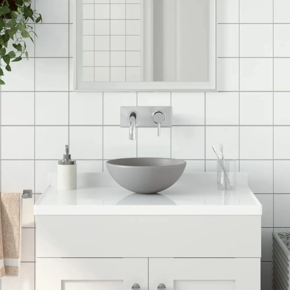 vidaXL Lavabo de salle de bain Céramique Rond