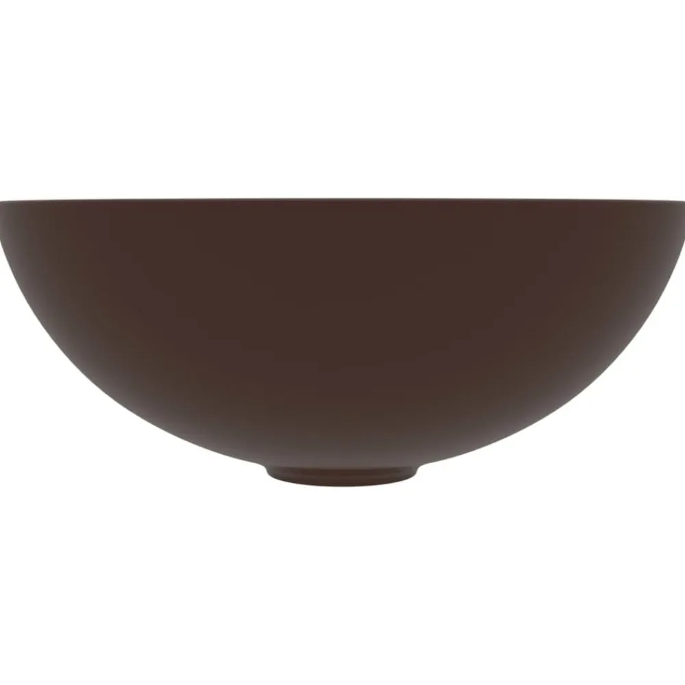 vidaXL Lavabo de salle de bain Céramique Marron Rond