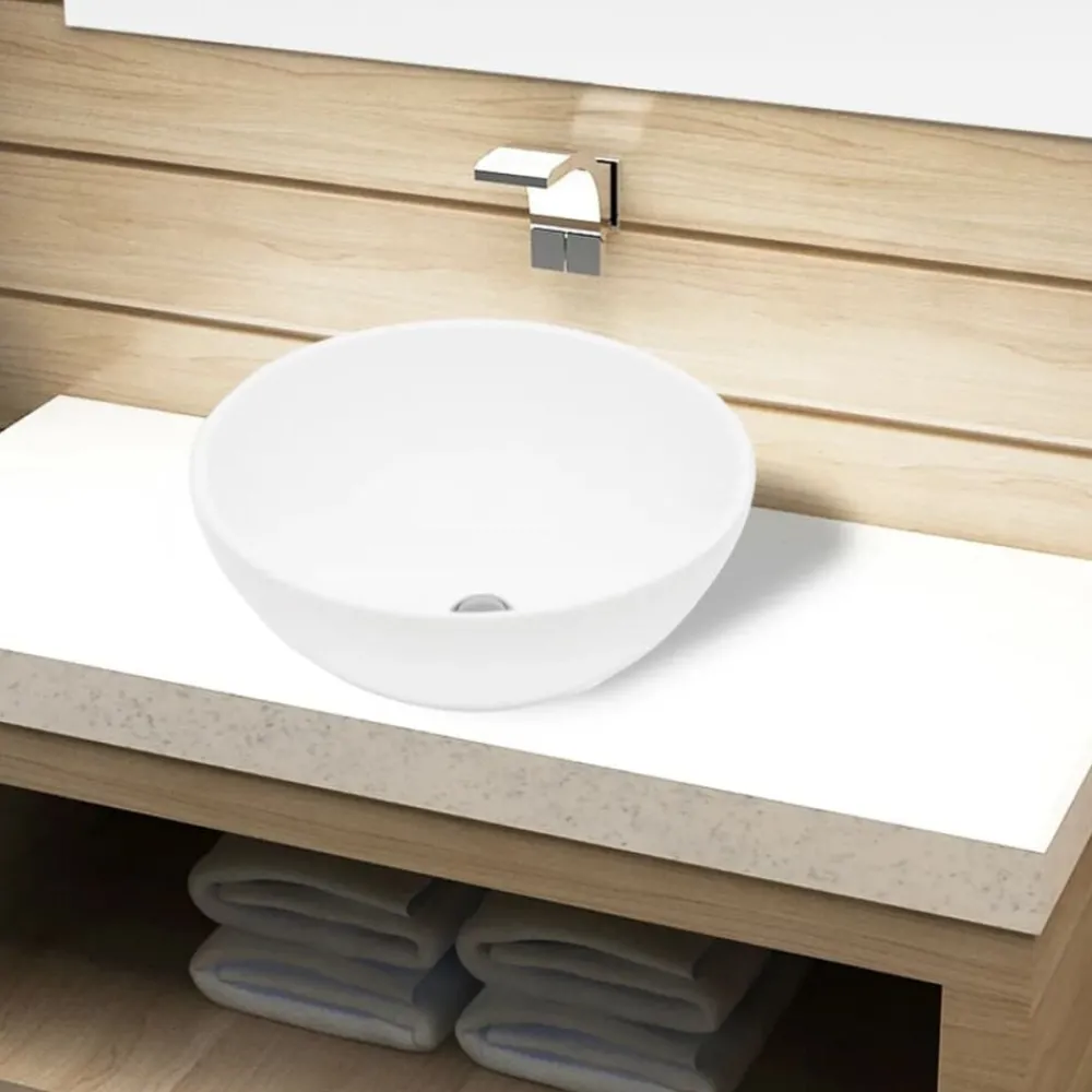 vidaXL Lavabo de salle de bain Céramique Rond