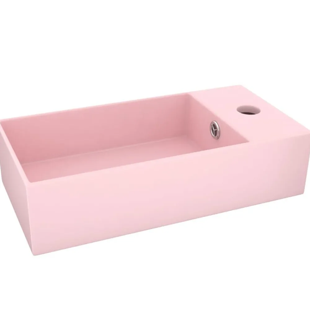 Plomberie-vidaXL Lavabo de salle de bain avec trop-plein Céramique Rose