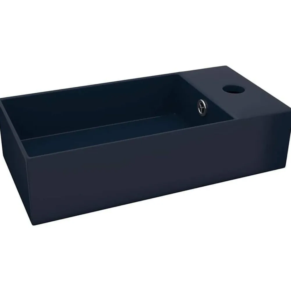 Plomberie-vidaXL Lavabo de salle de bain avec trop-plein Céramique Bleu foncé