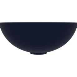 Plomberie-vidaXL Lavabo de salle de bain Céramique Rond Bleu foncé