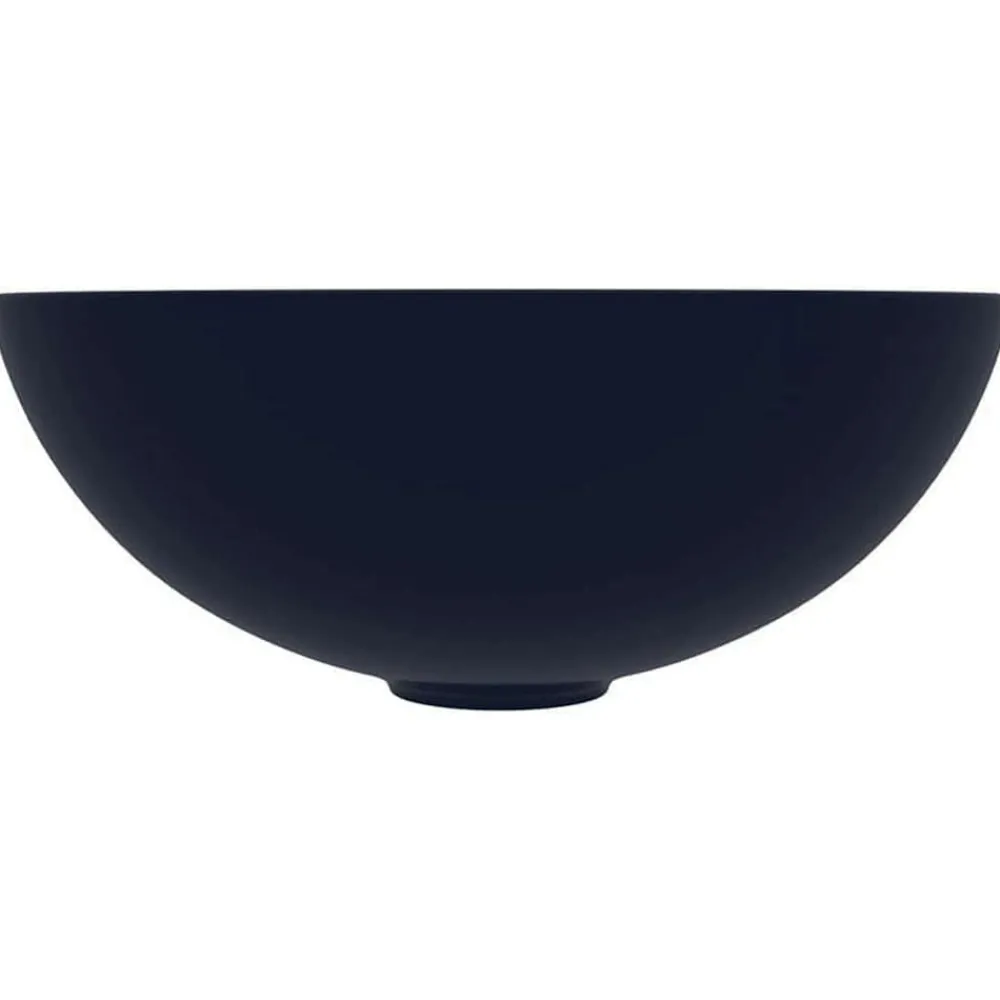 Plomberie-vidaXL Lavabo de salle de bain Céramique Rond Bleu foncé