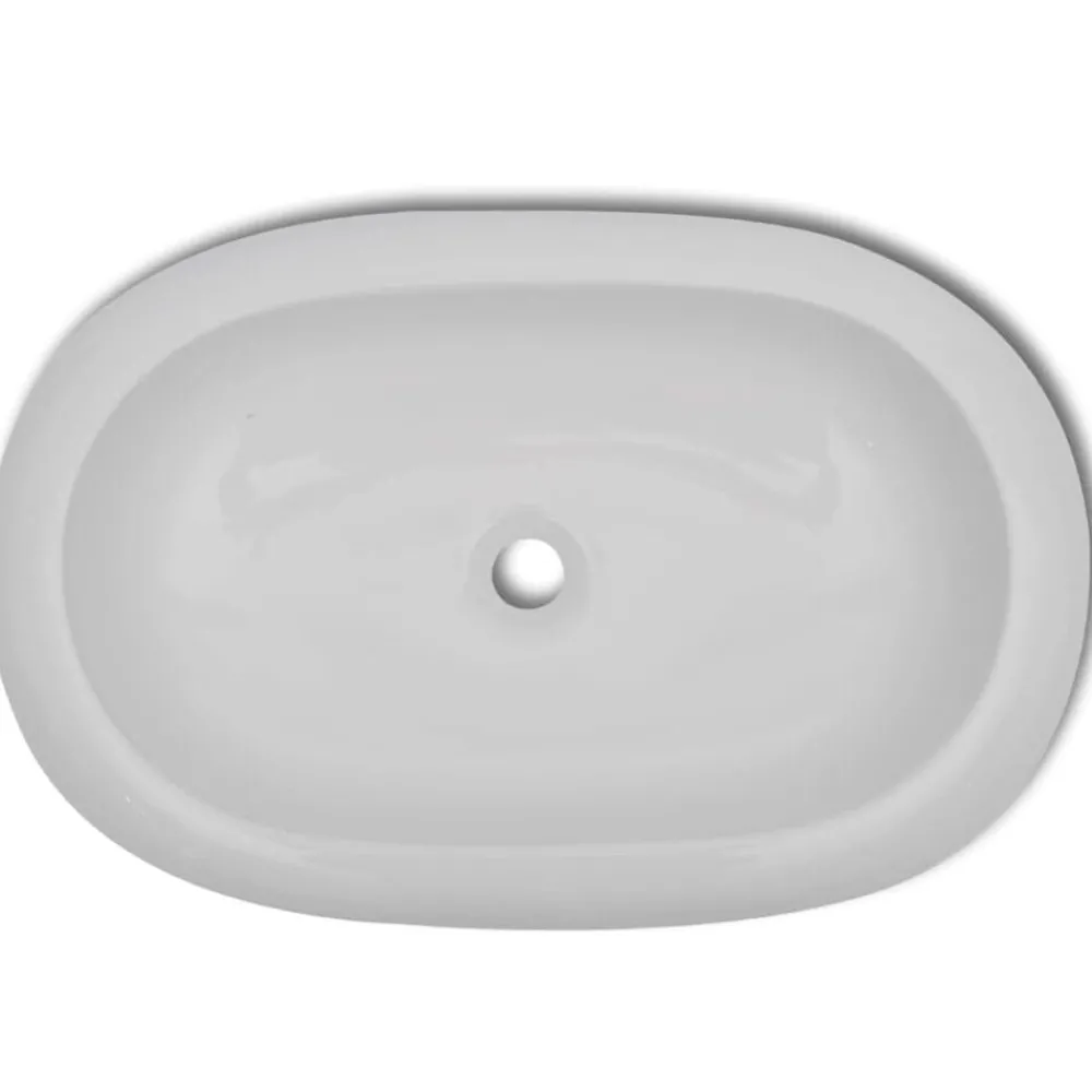Plomberie-vidaXL Lavabo en forme ovale Céramique 63 x 42 cm Blanc