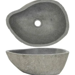 vidaXL Lavabo en pierre de rivière Ovale (37-46)x(29-36) cm