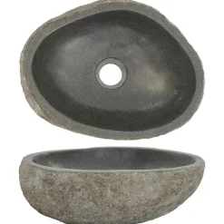 vidaXL Lavabo en pierre de rivière ovale (29-38)x(24-31) cm