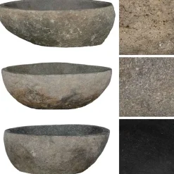vidaXL Lavabo en pierre de rivière ovale (29-38)x(24-31) cm