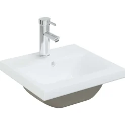 Plomberie-vidaXL Lavabo encastré avec robinet 42x39x18 cm céramique blanc