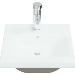 Plomberie-vidaXL Lavabo encastré avec robinet 42x39x18 cm céramique blanc