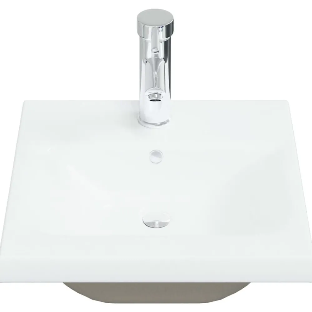 Plomberie-vidaXL Lavabo encastré avec robinet 42x39x18 cm céramique blanc