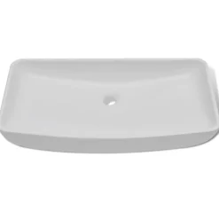 vidaXL Lavabo et mitigeur Céramique Rectangulaire Blanc