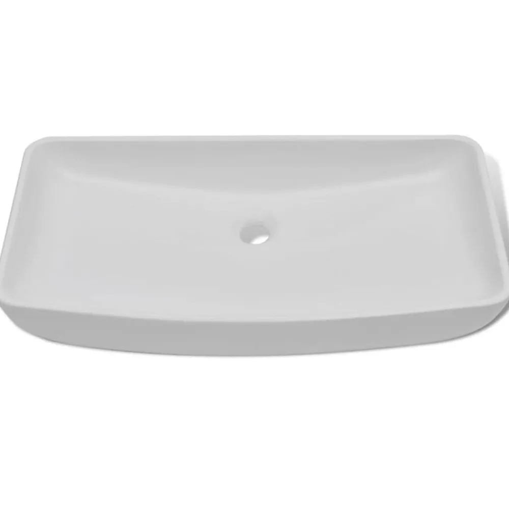 vidaXL Lavabo et mitigeur Céramique Rectangulaire Blanc