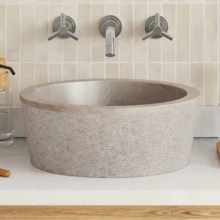 vidaXL Lavabo Ø40x15 cm Marbre