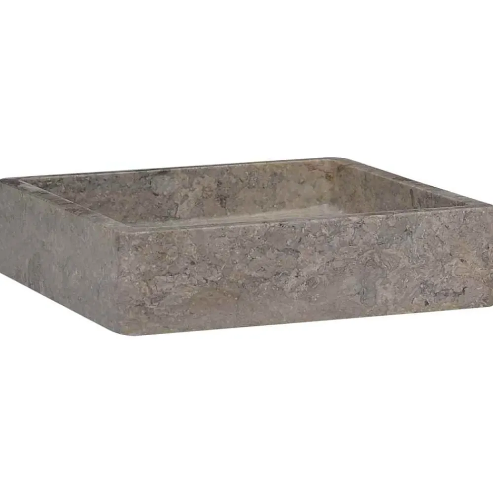 Plomberie-vidaXL Lavabo 40x40x10 cm Marbre Gris
