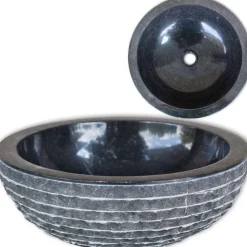 Plomberie-vidaXL Lavabo Marbre 40 cm Noir