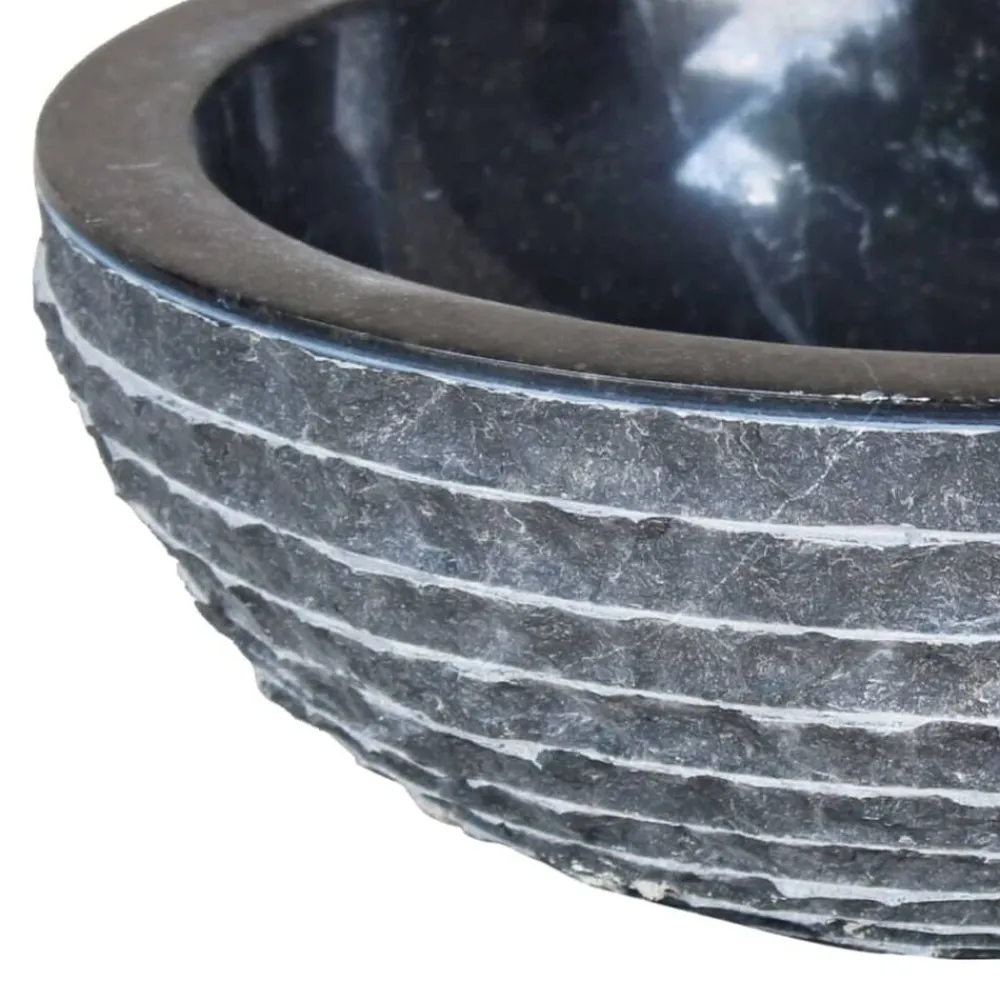 Plomberie-vidaXL Lavabo Marbre 40 cm Noir