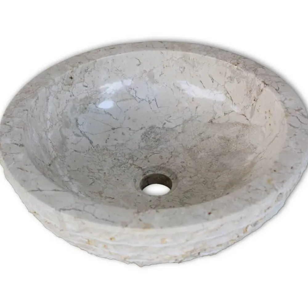 vidaXL Lavabo Marbre 40 cm Crème