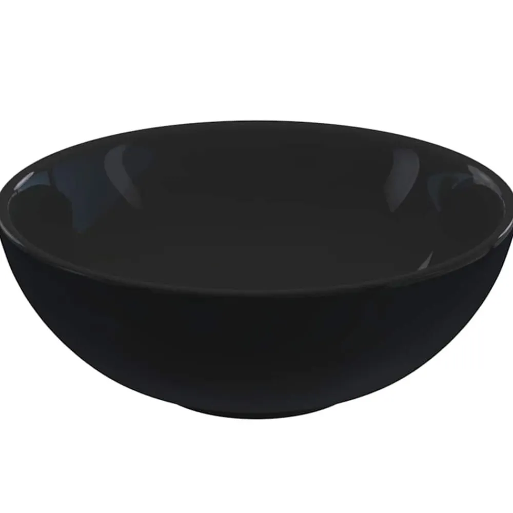 Plomberie-vidaXL Lavabo brillant Ø28x10 cm céramique Noir