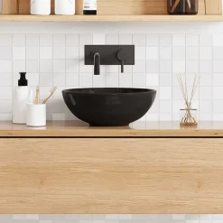 Plomberie-vidaXL Lavabo brillant Ø28x10 cm céramique Noir