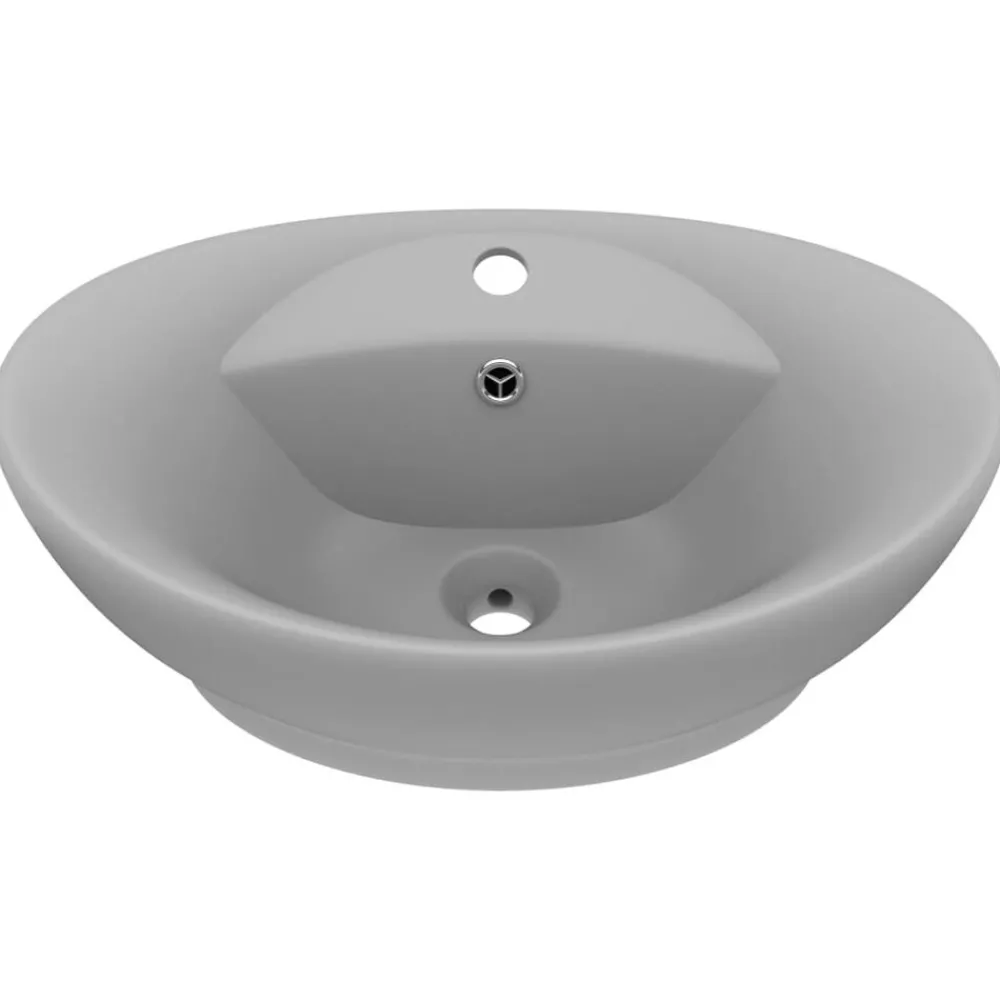 vidaXL Lavabo ovale à trop-plein 58,5x39 cm Céramique