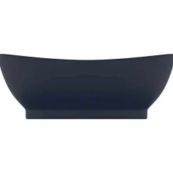 Plomberie-vidaXL Lavabo ovale à trop-plein 58,5x39 cm Céramique bleu foncé mat